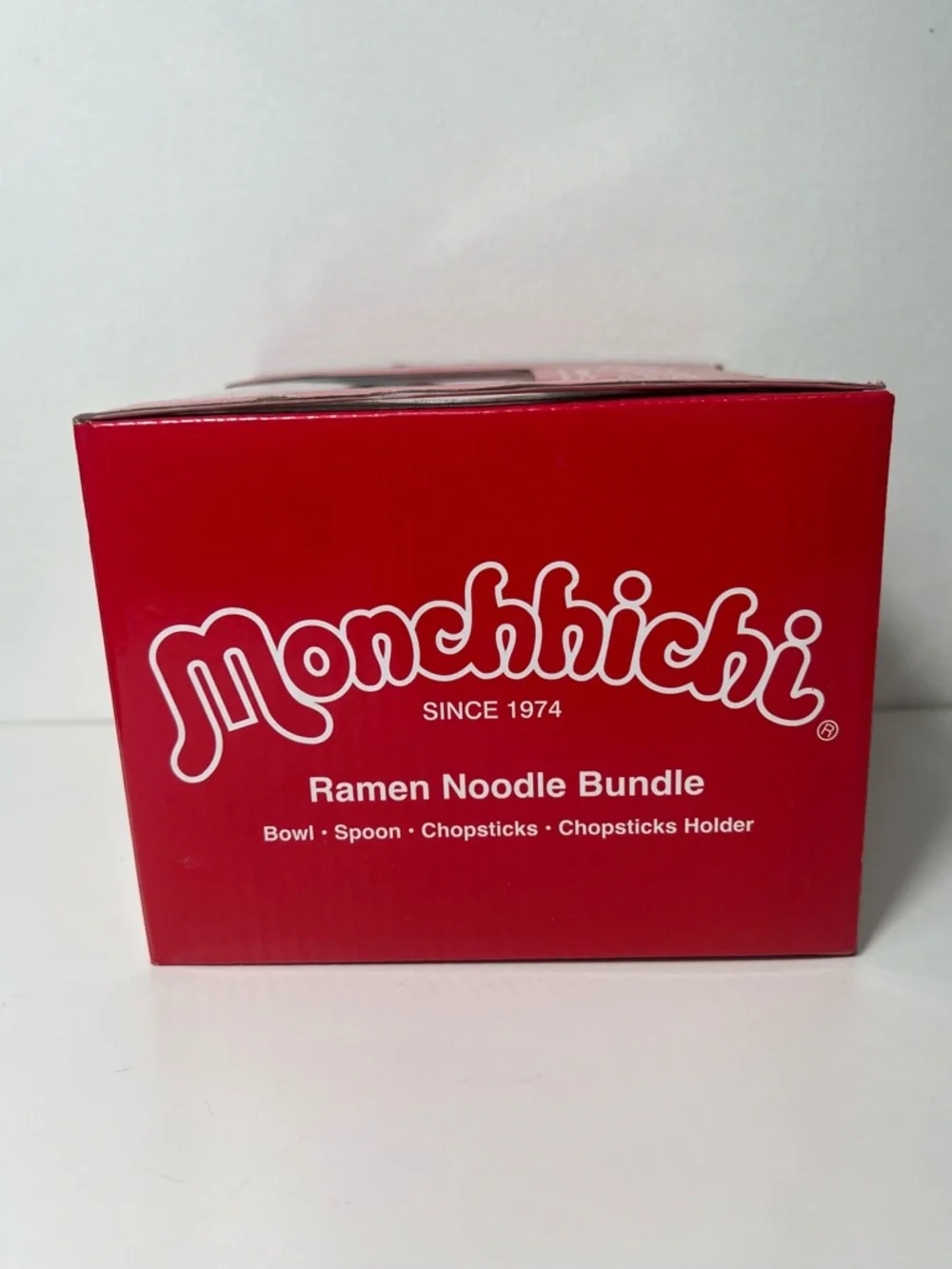 Monchhichi Ceramic Ramen Noodle Bowl 4PC Set W/ Chopsticks Soup Spoon & Holder